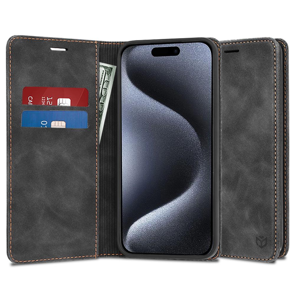 1112497 Étui portefeuille Techsuit Confy Cover pour iPhone 15 Pro - Black – Image 1