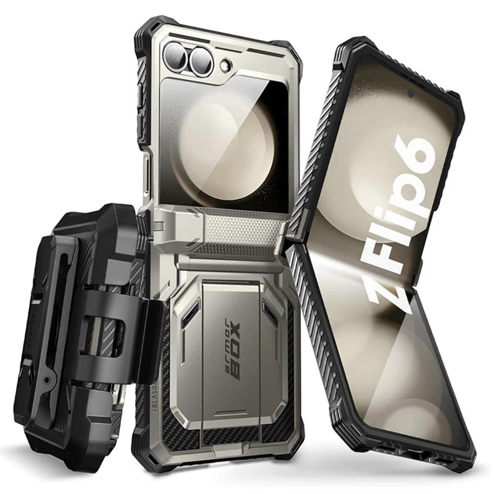 1314787 Coque remborcée I-Blason Armorbox avec clip ceinture pour Samsung Galaxy Z Flip6 / Flip7 FE - Titan Gray – Image 1