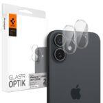 Lot de 2 protections d'objectif Spigen Optik.tR Camera Glass pour iPhone 16 / iPhone 16 Plus - Clear