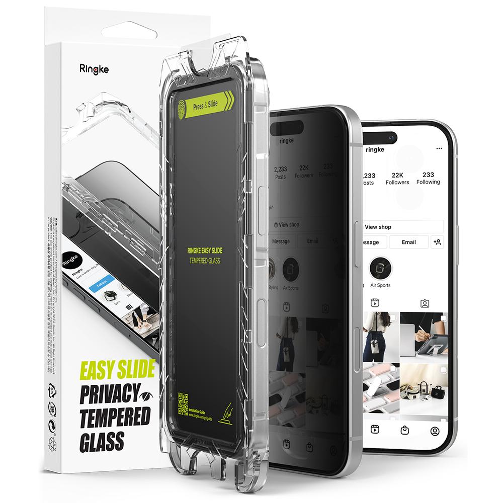 1519645 Lot de 2 protections d'écran Ringke Easy Slide Tempered Glass pour iPhone 16 Pro - Privacy – Image 1