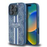 Coque Guess Hardcase 4G Printed Stripes MagSafe pour iPhone 16 Pro - Blue