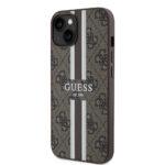 Coque Guess Hardcase 4G Printed Stripes MagSafe pour iPhone 15 - Brown – Image 4