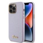 Coque Guess Glitter Glossy Script pour iPhone 15 Pro Max - Light Purple