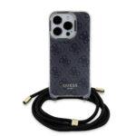 Coque Guess Crossbody Cord 4G Print avec cordon pour iPhone 15 Pro - Black – Image 3