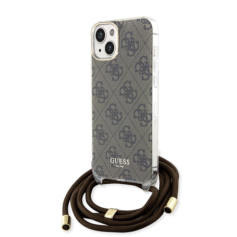 1551493 Coque Guess Crossbody Cord 4G Print avec cordon pour iPhone 15 - Brown – Image 1