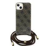 Coque Guess Crossbody Cord 4G Print avec cordon pour iPhone 15 - Brown – Image 3