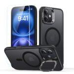 Coque + verre trempé ESR Classic Hybrid HaloLock Kickstand pour iPhone 16 - Frosted Black