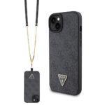 Coque Guess Crossbody 4G Metal Logo avec cordon pour iPhone 15 - Black