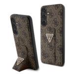 Coque Guess Grip Stand 4G Triangle Strass pour Samsung Galaxy S24 - Brown