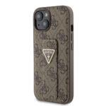 Coque Guess Grip Stand 4G Triangle Strass pour iPhone 15 - Brown – Image 4