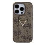 Coque Guess Grip Stand 4G Triangle Strass pour iPhone 15 Pro - Brown – Image 5
