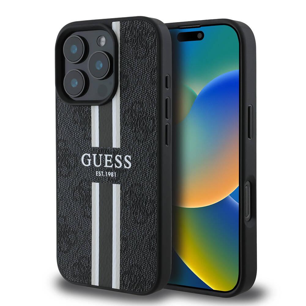 1571131 Coque Guess Hardcase 4G Printed Stripes MagSafe pour iPhone 16 Pro Max - Black – Image 1