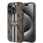 Coque Guess Hardcase 4G Printed Stripes MagSafe pour iPhone 15 Pro Max - Brown