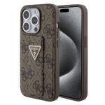 Coque Guess Grip Stand 4G Triangle Strass pour iPhone 15 Pro Max - Brown