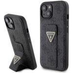 Coque Guess Grip Stand 4G Triangle Strass pour iPhone 15 - Black