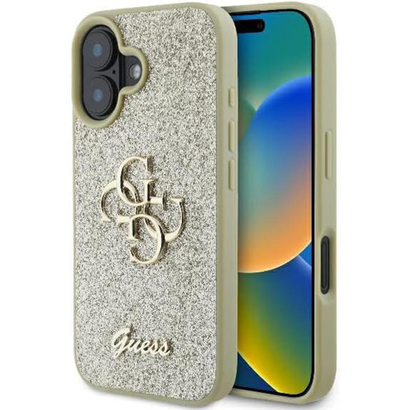 1598857 Coque Guess Glitter Fixed Big 4G pour iPhone 16 Plus - Gold – Image 1
