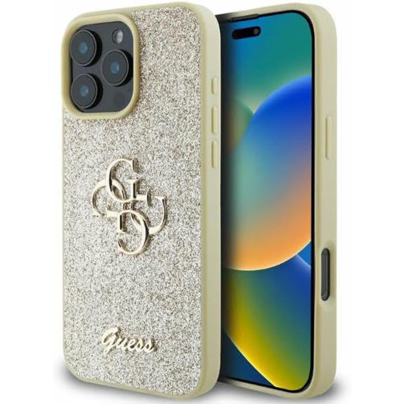 1599247 Coque Guess Glitter Fixed Big 4G pour iPhone 16 Pro Max - Gold – Image 1