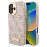 Coque Guess Hardcase 4G Logo Plate MagSafe pour iPhone 16 - Pink