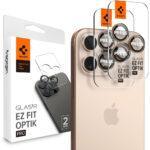 Lot de 2 protections d'objectif Spigen Optik.tR EZ Fit Pro Camera Glass pour iPhone 16 Pro - Desert Titanium