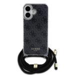 Coque Guess Crossbody Cord 4G Print avec cordon pour iPhone 16 - Black – Image 2