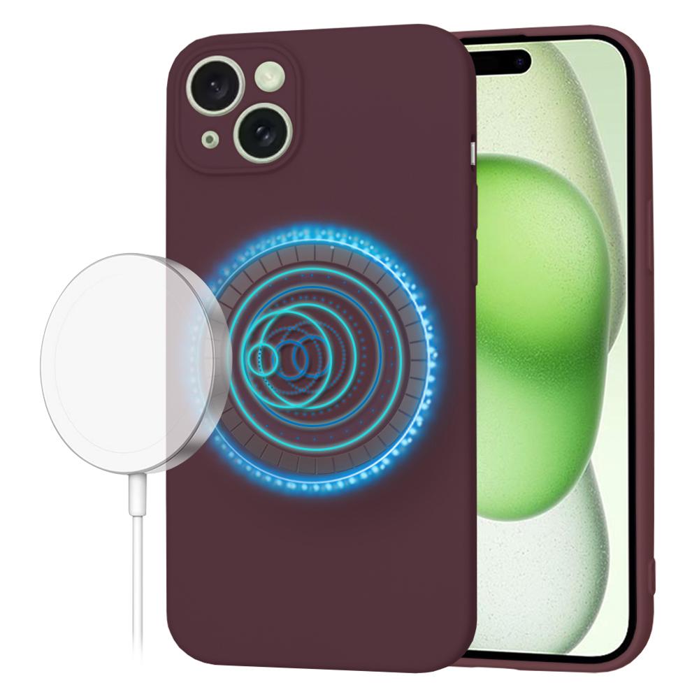 1755907 Coque Techsuit SoftFlex MagSafe pour iPhone 15 Plus - Plum Red – Image 1