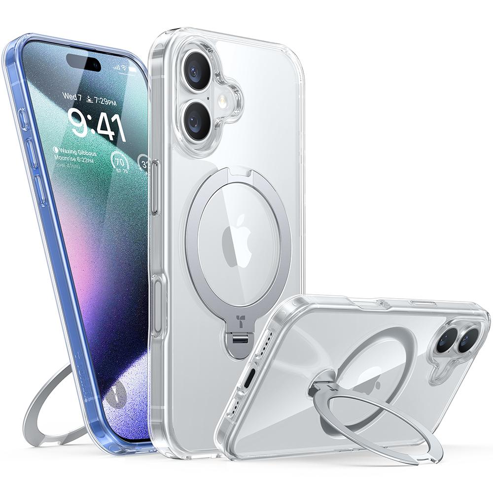 1814137 Coque Torras Ostand Spin MagSafe Series pour iPhone 16 - Clear – Image 1
