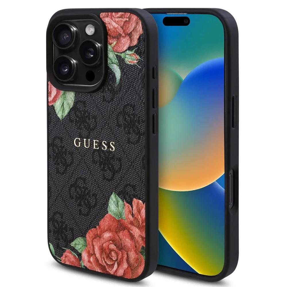 1899409 Coque Guess Hardcase 4G Flower Print MagSafe pour iPhone 16 Pro Max - Black – Image 1