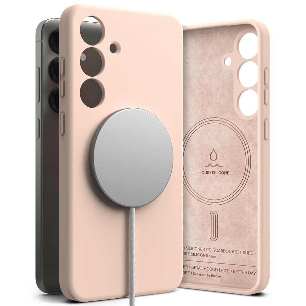 1919797 Coque Ringke Silicone Magnetic MagSafe pour Samsung Galaxy S25 Plus - Pink Sand – Image 1