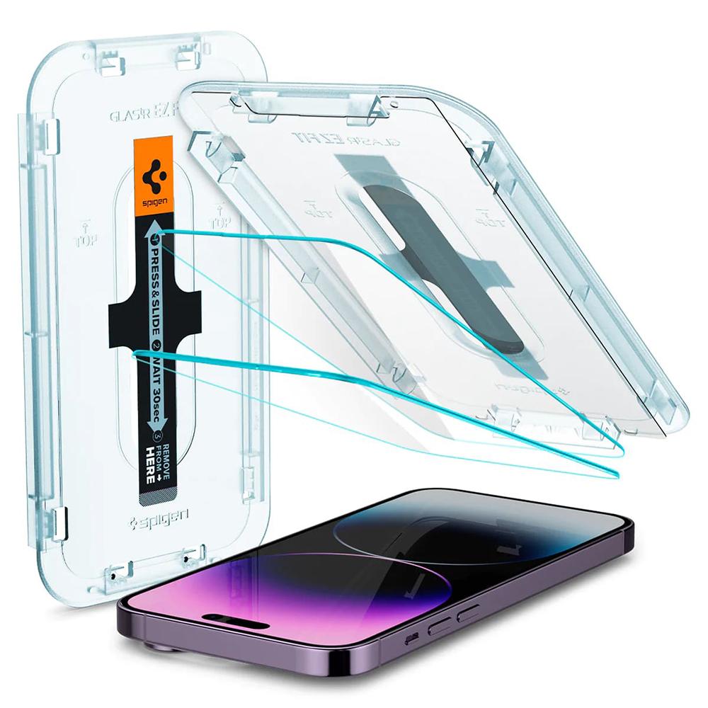 192383 Lot de 2 protections d'écran Spigen Glas.tR EZ-FIT pour iPhone 14 Pro Max - Clear – Image 1