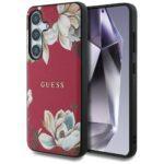 Coque Guess Grained Flowers MagSafe pour Samsung Galaxy S25 - Fuchsia
