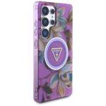 Coque Guess IML Metal Glitter Flowers Triangle MagSafe pour Samsung Galaxy S25 Ultra - Purple – Image 3