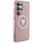 Coque Guess IML Metal Glitter 4G Circle Triangle MagSafe pour Samsung Galaxy S25 Ultra - Pink – Image 3