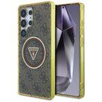 Coque Guess IML Metal Glitter 4G Circle Triangle MagSafe pour Samsung Galaxy S25 Ultra - Brown