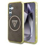 Coque Guess IML Metal Glitter 4G Circle Triangle MagSafe pour Samsung Galaxy S25 - Brown