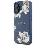 Coque Guess Grained Flowers MagSafe pour iPhone 16 - Blue – Image 3
