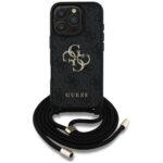 Coque Guess Hardcase 4G Big Logo avec cordon pour iPhone 16 Pro - Black