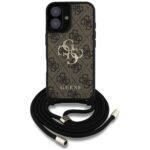Coque Guess Hardcase 4G Big Logo avec cordon pour iPhone 16 - Brown