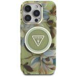 Coque Guess IML Metal Glitter Flowers Triangle MagSafe pour iPhone 16 Pro - Green – Image 2