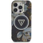 Coque Guess IML Metal Glitter Flowers Triangle MagSafe pour iPhone 16 Pro - Black – Image 2