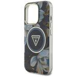 Coque Guess IML Metal Glitter Flowers Triangle MagSafe pour iPhone 16 Pro - Black – Image 6