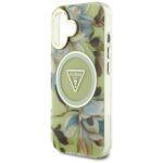 Coque Guess IML Metal Glitter Flowers Triangle MagSafe pour iPhone 16 - Green – Image 5