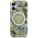 Coque Guess IML Metal Glitter Flowers Triangle MagSafe pour iPhone 16 - Green – Image 2