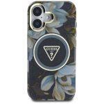 Coque Guess IML Metal Glitter Flowers Triangle MagSafe pour iPhone 16 - Black – Image 2