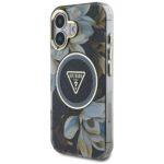 Coque Guess IML Metal Glitter Flowers Triangle MagSafe pour iPhone 16 - Black – Image 3