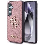 Coque Guess Glitter Script Big 4G Logo pour Samsung Galaxy S25 - Pink