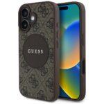 Coque Guess 4G Circle Classic Logo MagSafe pour iPhone 16 - Brown