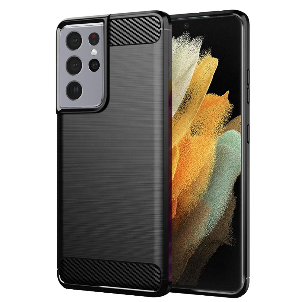 2139523 Coque Techsuit Carbon Silicone pour Samsung Galaxy S21 Ultra - Black – Image 1