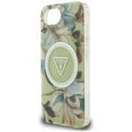 Coque Guess IML Metal Glitter Flowers Triangle MagSafe pour iPhone 16e - Green – Image 5