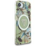 Coque Guess IML Metal Glitter Flowers Triangle MagSafe pour iPhone 16e - Green – Image 4