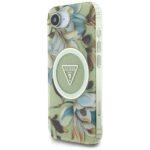 Coque Guess IML Metal Glitter Flowers Triangle MagSafe pour iPhone 16e - Green – Image 2